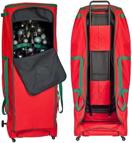 HOLDN' STORAGE Rolling Christmas Storage Bag - Fits Up to 12 Feet Artificial Trees, Heavy Duty 600D Extra Large Garland and Tree Bag With Wheels