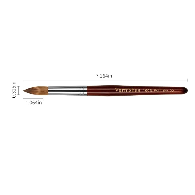 100% Pure Kolinsky Acrylic Nail Brush Solid Wood Handle Professional Manicure Brushes for Powder Nail Acrylic Application - Salon & DIY Nail Art Essentials - Size 22, 1.0 Count