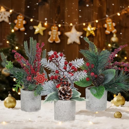 winemana 3 Pack Mini Christmas Trees Holiday Table Decorations for Office