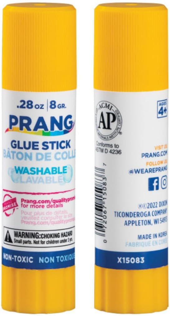 Prang Washable Glue Stick, Clear, 0.28 oz., 60 Count/Box, Case of 6 Boxes, 360 Glue Sticks Total