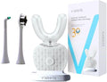 V-WHITE Adults Auto Brush Ultrasonic U-Shaped Toothbrush – 360° Teeth Cleaning, Hands-Free Electric Autobrush – Gum Protection, Waterproof IPX7, Wireless Charging
