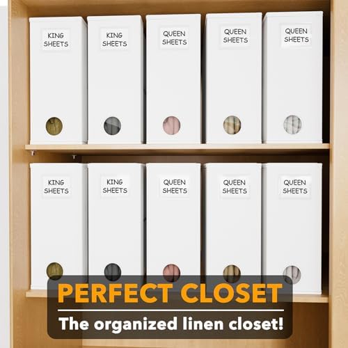 SpaceAid 10 Pack Bed Sheet Organizers and Storage, Foldable Sheet Organizer for Linen Closet, Sheets Set Folder Keeper with Window XL (Queen & King Size) Organizing Bedding Container, White
