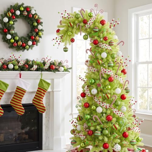 88 Pcs Christmas Tree Ball Ornaments Set, Red Green White