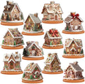 Leinuosen 12 Pcs Gingerbread Christmas Table Decoration Gingerbread House Tiered Tray Decor Wooden Ginger Bread Village Centerpiece Farmhouse Xmas Decor for Home Kitchen Coffee Bar Shelf Indoor