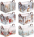 CHENGU 6 Pack Christmas Storage Bins Collapsible Rustic Christmas Baskets
