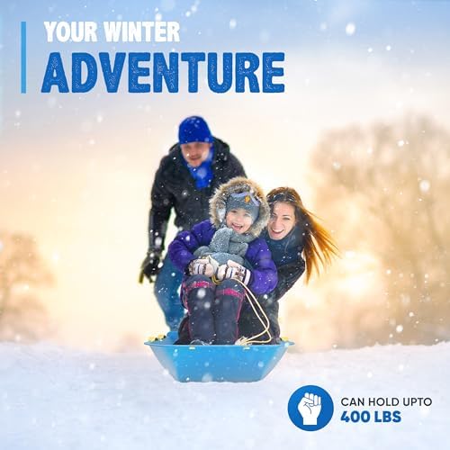 47.5" Toboggan Lifetime Sled: Durable High-Density Plastic Sleds for Adults, Kids, and Teens 2 Person Snow Sleds for Kids and Adults W/Handles and Pull Rope