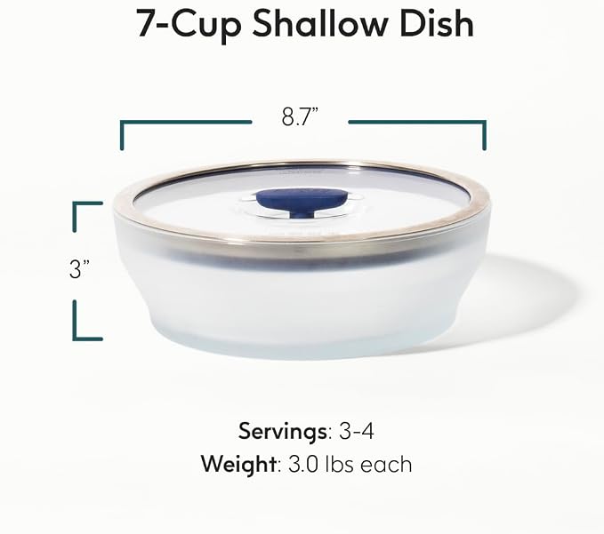 Anyday 7-Cup Glass Microwave Steamer for Vegetables (Blueberry) | BPA-Free, Bowl with Vented Glass Lid, Healthy Cooking Container for Broccoli, Veggies, Meal Prep