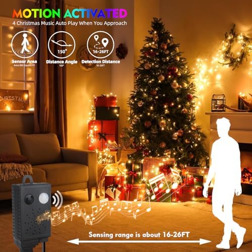 MZD8391 105FT 300LED Christmas Light, Christmas Tree Lights with Music