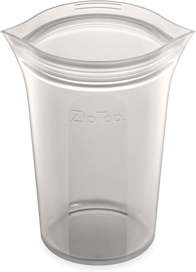 Zip Top Reusable Food Storage Bags | Medium Cup [Gray] | Silicone Meal Prep Container | Microwave, Dishwasher and Freezer Safe | Made in the USA