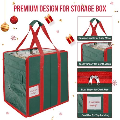 Christmas Ornament Storage Box,5 Tier Holds Up to 100-3” Holiday Décor