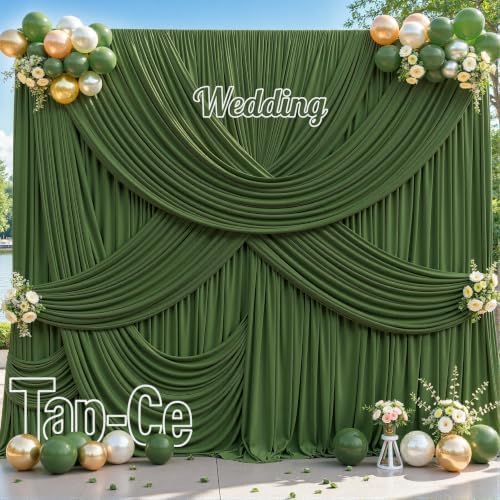 4 Panels Valley Green Backdrop Curtain for Parties Wrinkle Free Dark Green Photo Curtains Backdrop Drapes Fabric Decoration for Baby Shower Birthday Party Photography 20ft(W) x 10ft(H)