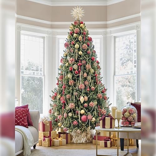 Balsam Hill Brilliant Bordeaux Bauble Christmas Ornaments Set - Glitter & Grandeur Vintage Style Tree Ornaments, 25 Pieces for Holiday Décor