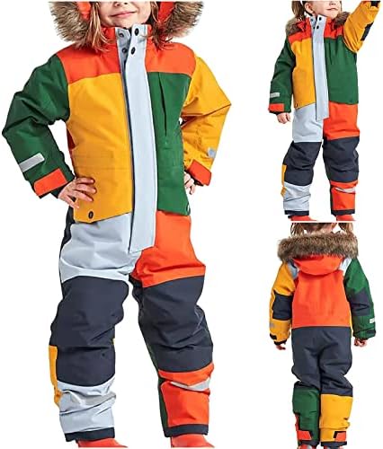 YRAETENM Snow Suit for Kids Boys Girls One Piece Snowsuit Girls and Boys Waterproof Insulated Winter Jumpsuit Coveralls