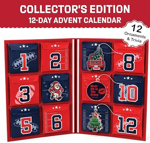 Ole Miss Merch 12-Day Christmas Ornament Advent Calendar Football Gift