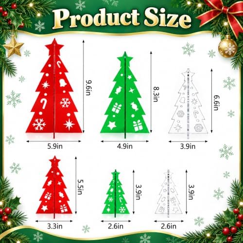 6 Pcs Christmas Acrylic Tree Table Centerpieces, Xmas Tree Tabletop Decor