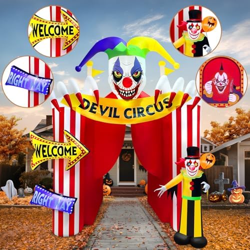 Kalolary 12FT Tall Halloween Inflatables Archway Clown Circus Haunted House