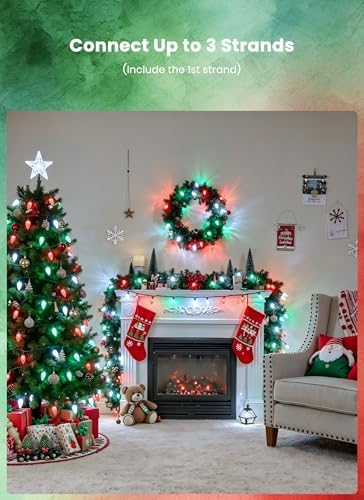 C9 Christmas Lights Outdoor, 114FT 150LED C9 String Lights, Timer & 8 Modes