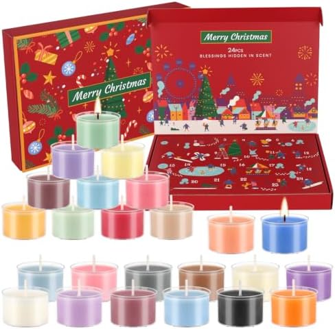 24 Pcs Christmas Advent Calendar Scented Tealight Candles