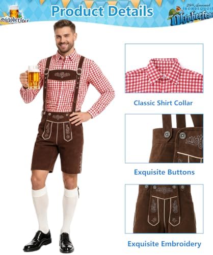 ALIZIWAY Halloween Oktoberfest Outfits Men with Necklace Socks Accessories
