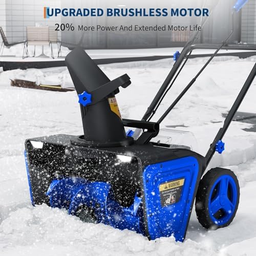 Cordless Snow Blower, Electric Self-Propelled Battery Snow Blower with 2X 20v Battery, Clears 20" Wide, 12" Deep Snow, 180° Rotating Chute, LED Lights for Winter Storm for Sidewalk and Driveways, Blue