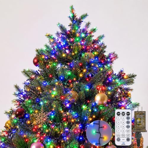 Iseebiz 25Ft 500 LED Cluster Christmas Tree Lights with Remote & Timer