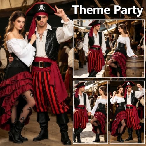 9pcs Adult Halloween Pirate Costume for Men with Accessories