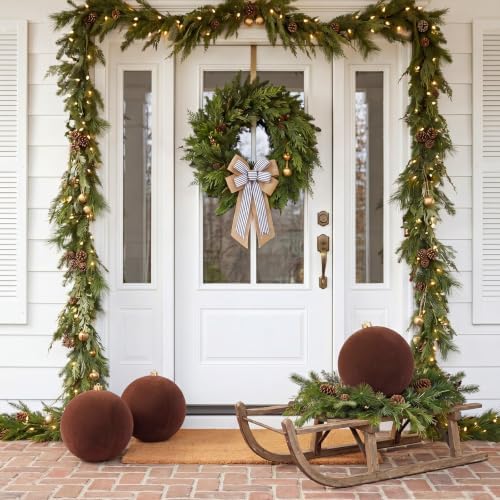 Threan 10 Inch Large Chocolate Brown Velvet Christmas Ball Ornaments