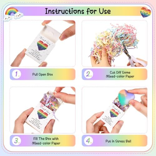 Wettarn 24 Sets Pocket Hug Gifts Rainbow Hearts with Boxes