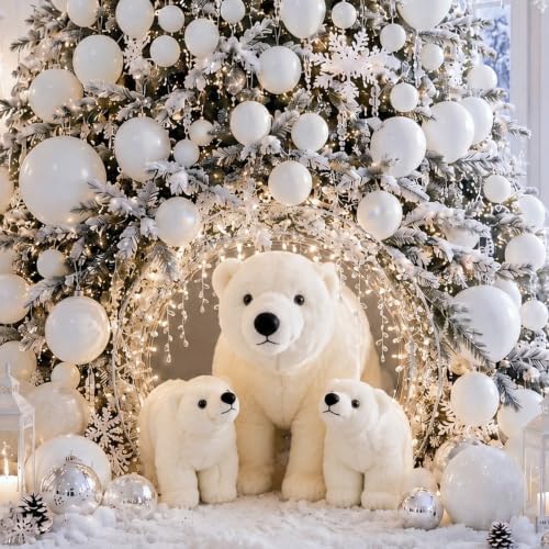 Thenshop 17.7''7.9'' Giant Polar Bear Christmas Decoration LED Plush Bear