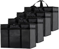 Insulated Food Bag, Portable Cooler Tote (XL Plus, Black, 4 Pack) | Large thermal bag, For cold & hot food, Soft sided cooler, Heavy duty carrier, Grocery shopping, Food delivery, Catering bag