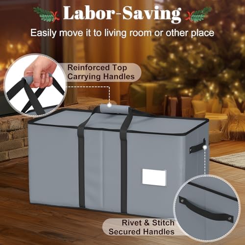 Keten Large Christmas Ornament Storage Boxes with Adjustable Dividers