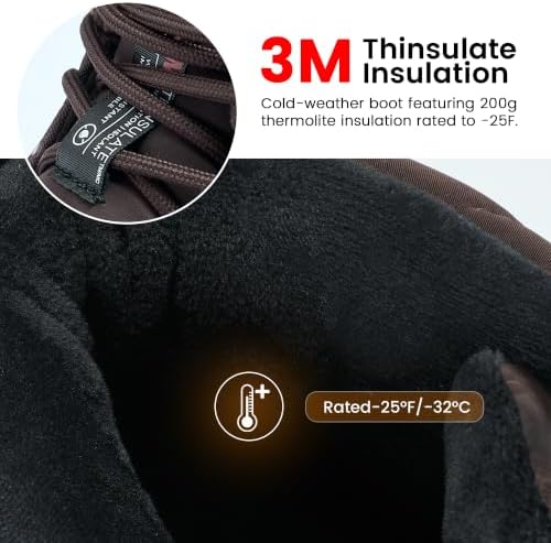 EQW Men's Waterproof Snow Boots Insulation Lightweight Non-Slip