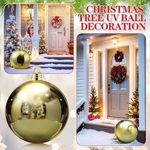 Threan 12 Inch Large Gold Shiny Christmas Ball Ornaments for Christmas Tree