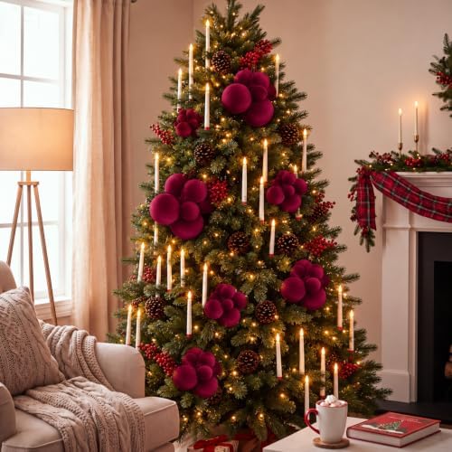 6 Pack Burgundy Christmas Ball Clusters Ornaments Decorations