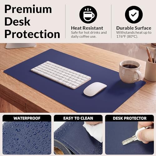 AFIING Cork Desk Mat, Sapphire Blue, 35.4" x 17"