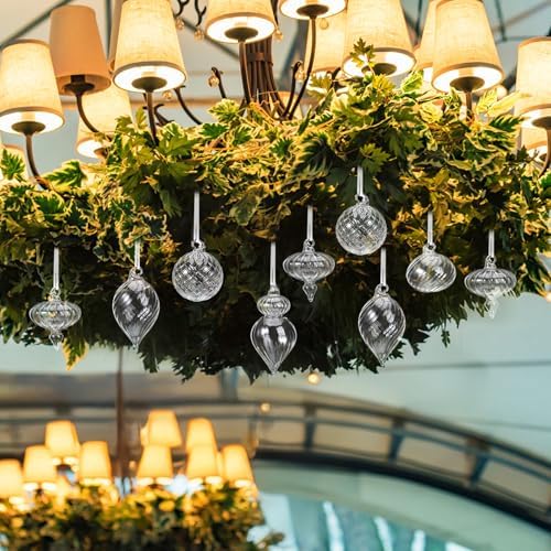 Hungdao 14pcs Vintage Christmas Ornaments Retro Glass Balls, Clear