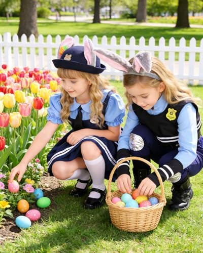 Kids Police Officer Costume Set - Bunny Headband Dress Up for Girls 4-9, Christmas & School Performances