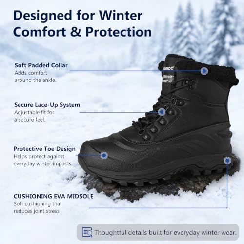 riemot Men's Waterproof Snow Boots,3M Insulated, Ice-Grip Traction US9-14