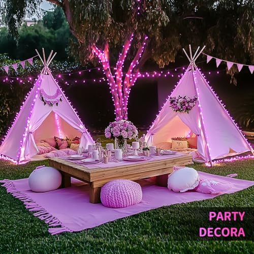 JMEXSUSS 600 LED Pink Christmas String Lights Indoor Outdoor Plug in
