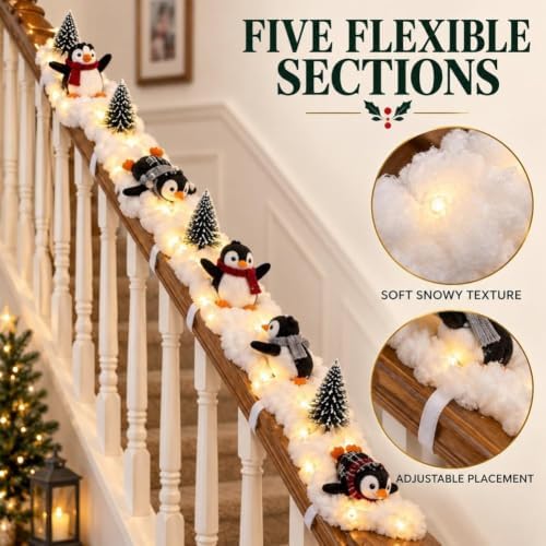 Penguin Christmas Stair Snow Decor, Winter Home Decoration