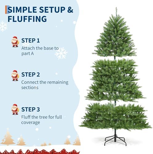 Garvee 7.5ft Artificial Christmas Tree Prelit, PVC Xmas Tree