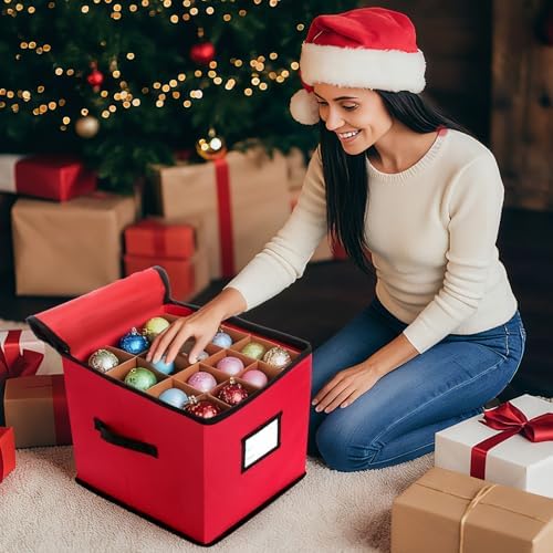 SATINIOR 6 Pcs Christmas Tree Storage Bag Set, Ornament Box, Red, 5 ft
