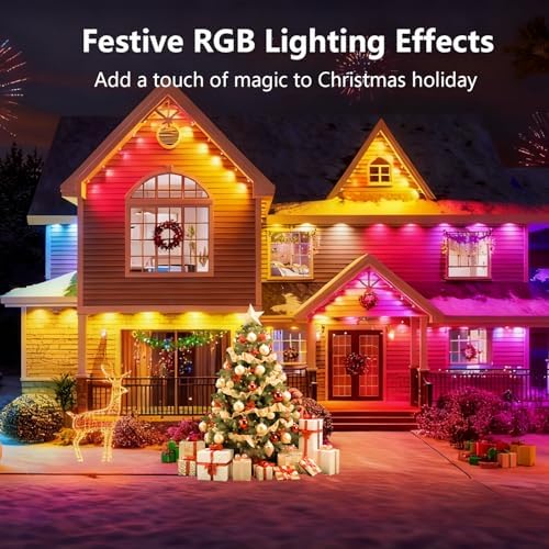 RGB Permanent Outdoor Lights, 500FT LED Eaves Lights with Smart App Remote Control, IP67 Waterproof, Music Sync, Timing Function for Christmas, Party, All Holiday Decorations