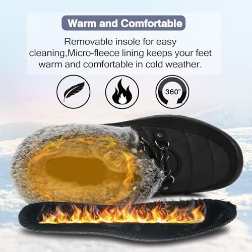 ZEENXIUYA Womens Snow Boots Comfortable Warm Fur Lined Winter Waterproof Flat Lace-Up Ankle Boots Outdoor Winter Booties