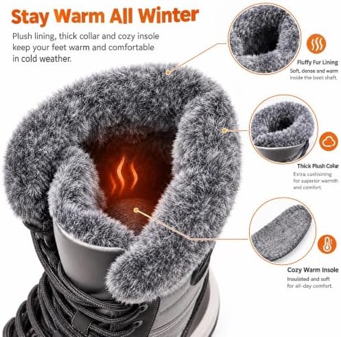 Women's Winter Snow Boots Warm Fur Water Resistant Non Slip Boot