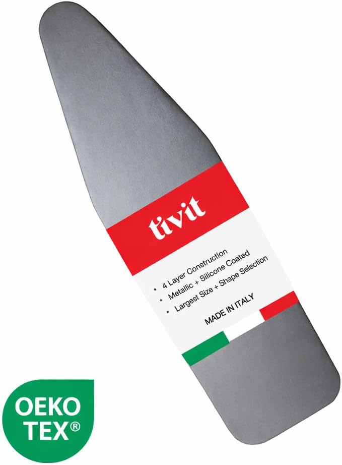 TIVIT Ironing Board Cover for Handi-Press Iron-A-Way Wall Mounted Ironing Boards 42 - 46" Long Adjustable Straps, Alumitek, Scorch Resistant, Thick Padding - Made in Italy - Oeko-TEX Certified