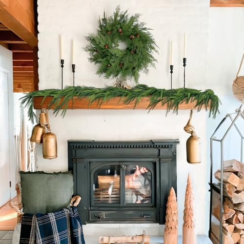 Christmas Decorations - Christmas Garland - 6 Ft Norfolk Pine Garland - Artificial Greenery Garland - Rustic Christmas Decor for Mantle Fireplace Stairs Railing Table Door Porch Indoor Outdoor