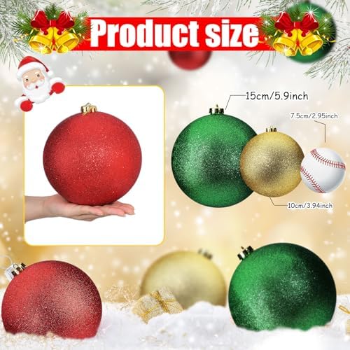 Deekin 8 Pack Large Christmas Ornaments Ball, 6 Inch Oversized Jumbo Balls