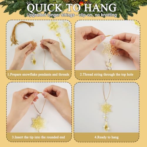 Crystal Christmas Ornaments for Tree Decor, Snowflake, Icicle & Star