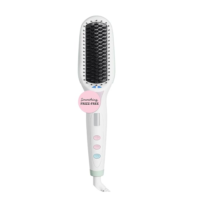 Mane Get Ur Sleek On Hair Straightener Brush - Smoothing Hot Air Brush with Adjustable Heat for Frizz-Free Styling - Nano Ceramic Ionic Hair Tools - For Use on Dry Strands - Worldwide Voltage